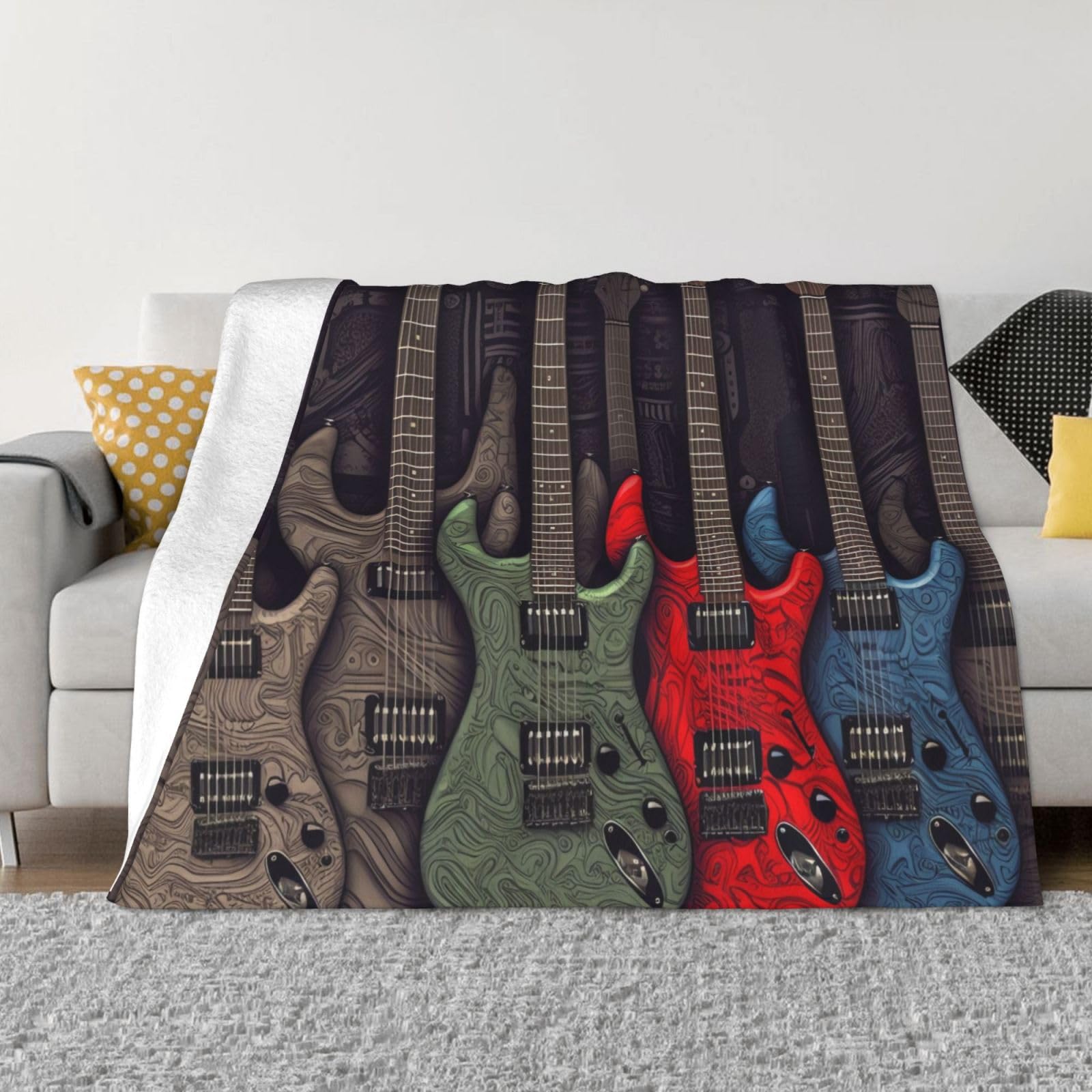 Jeté de lit guitare micro-polaire grande taille couverture canapé