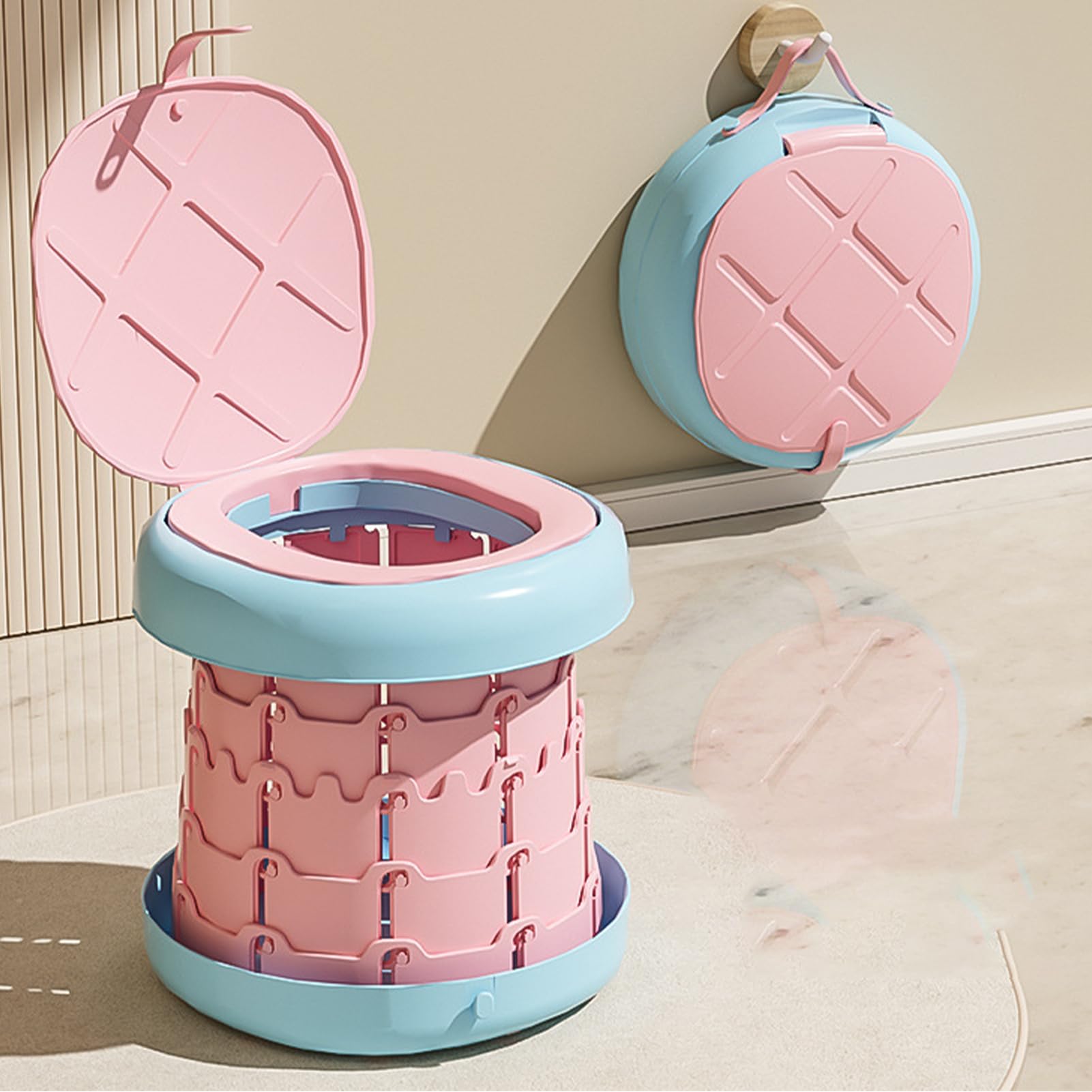 Faltbares Reisetöpfchen – faltbares spritzwassergeschütztes Trainer, Kinder-Reise-Toilette | für Kinder, drinnen, draußen, Auto, Fahren, Camping, Park, Ausgehen