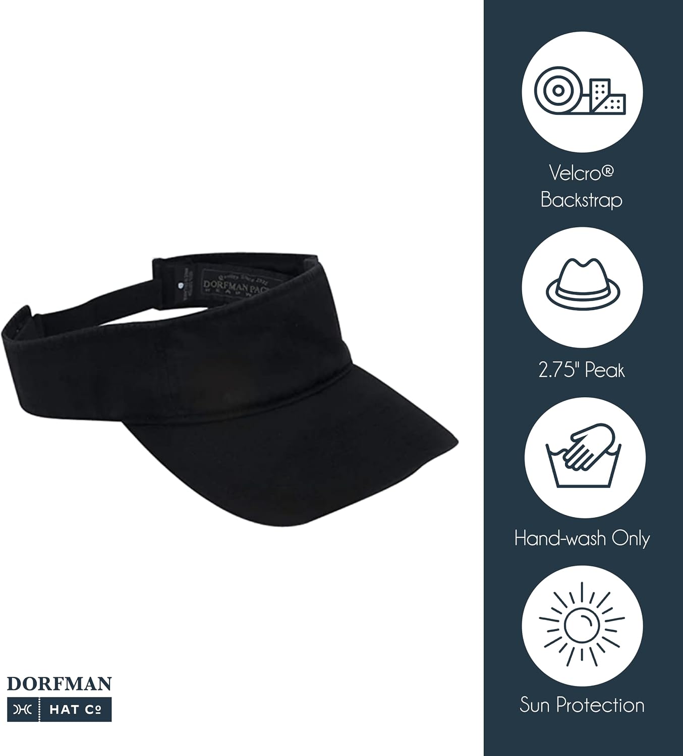 Dorfman Hat Co. Men's Garment Washed Twill Visor