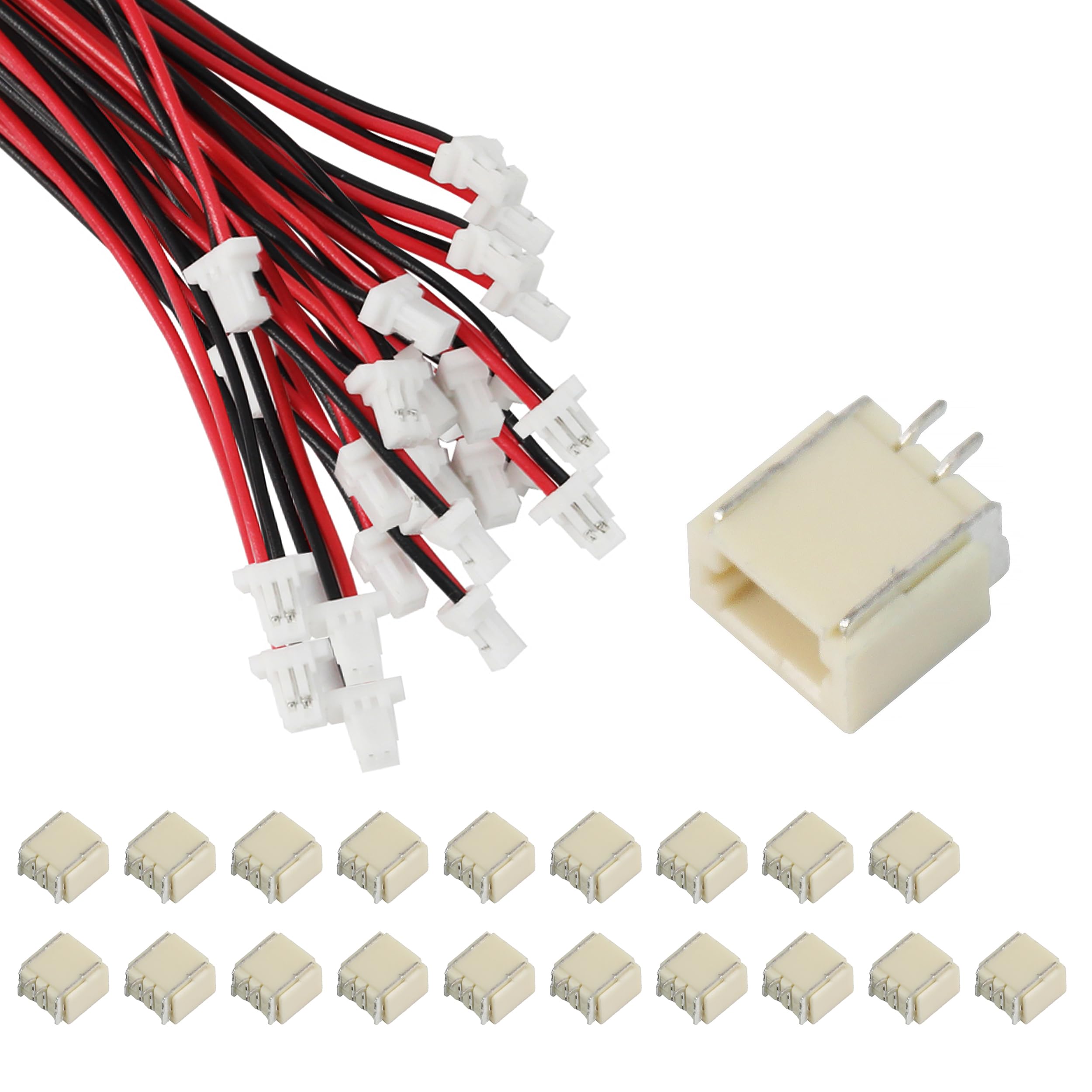 Cermant 20Sets SH 1.0mm 2Pin Male Female Terminal Wire, 200mm Connector