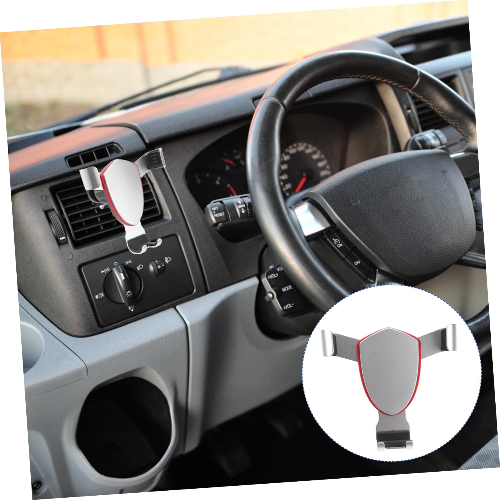 jojofuny 3pezzi Supporto Telefonico Per Auto Supporto Gravità Per Bocchette Di Aria Design Leggero e Resistente Metallo Compatibile Con Smartphone Di Varie Argento