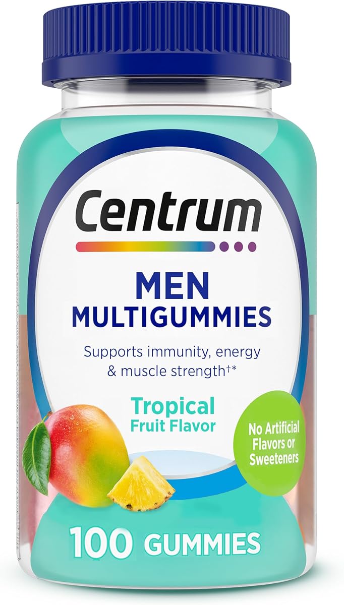 Centrum MultiGummies for Men 18 and Over, 100 Count | Contains Vitamin D3, B Vitamins and Antioxidants, Gluten Free, Non-GMO Ingredients, GLP-1 Support