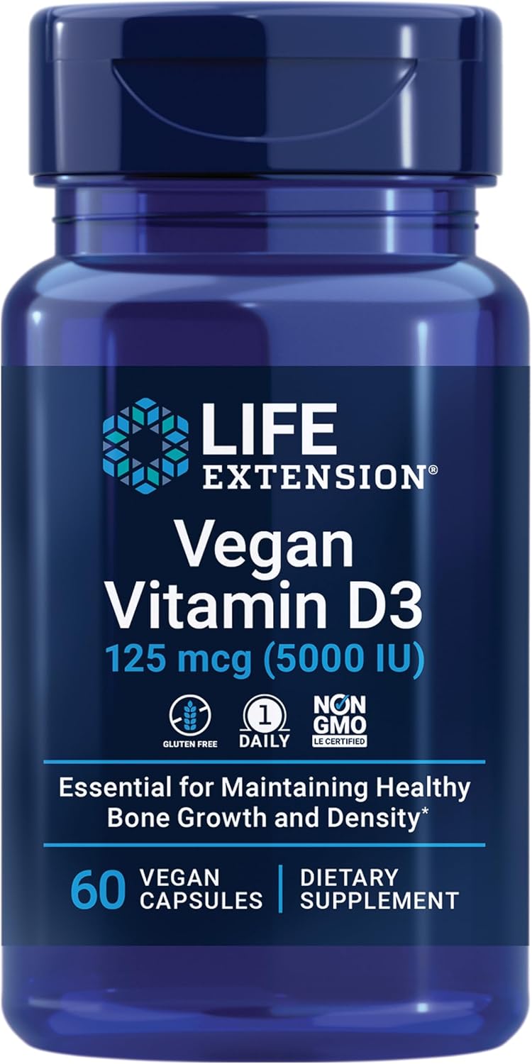 Life Extension Vegan Vitamin D3 for Joint/Bone Health, Immune Support