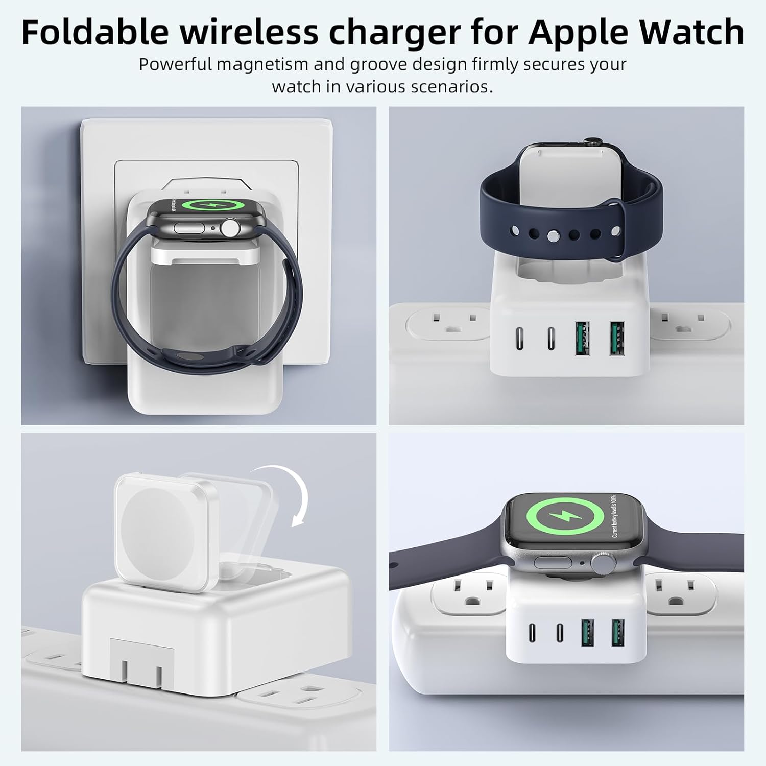 USB C Charger,43W Fast Charging Block with Foldable Magnetic Wireless iWatch Charger Dock, Multiport Power Adapter Compatible with iPhone 16/15/14/13/12/Pro Max/8/7, Tablets, Cellphones,Samsung,iPad - Image 4