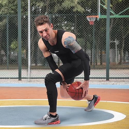 Miniatura 24 de Rodilleras acolchadas para pantorrillas, manga de compresión para piernas, protector de muslo, espinilleras para fútbol, baloncesto, voleibol