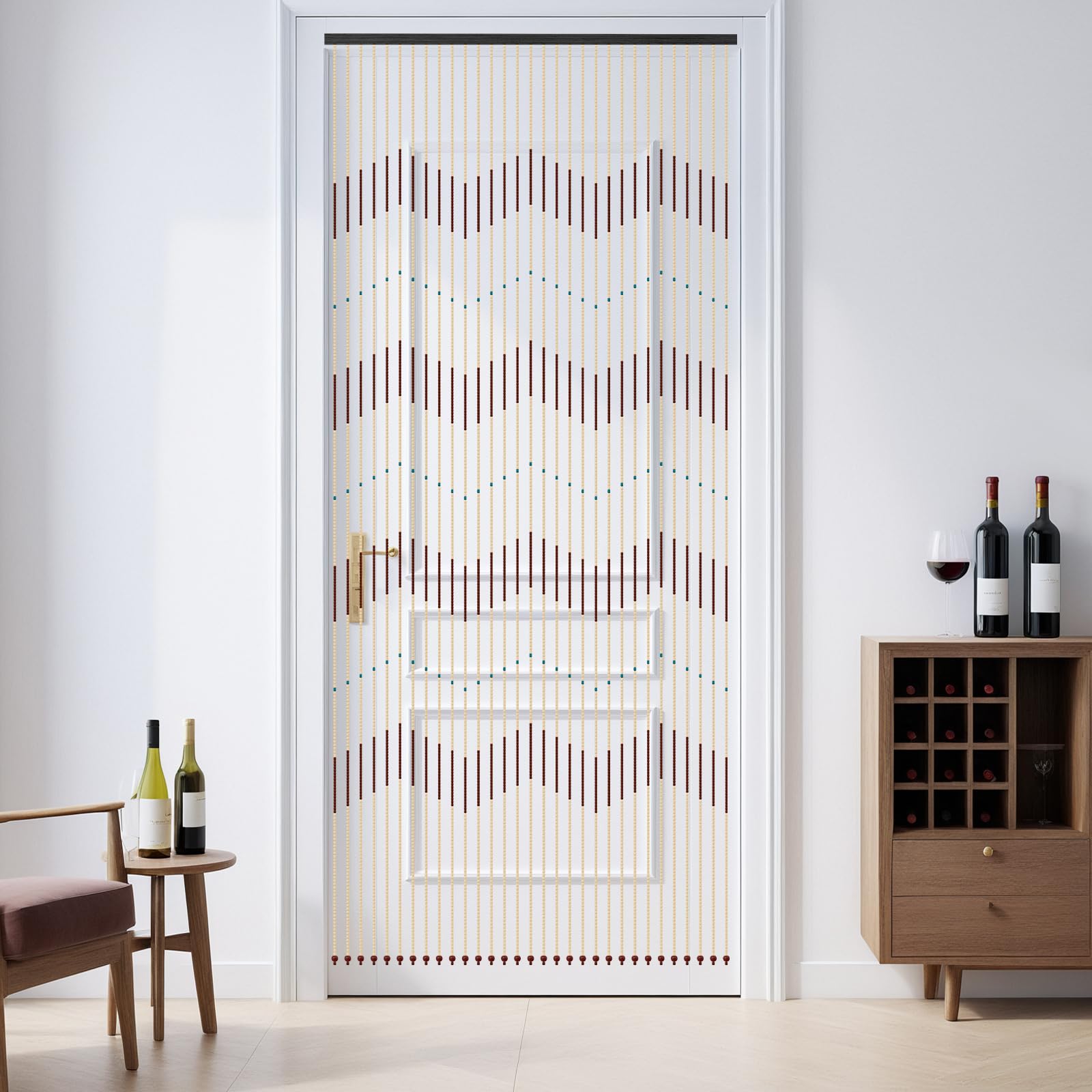 Rideau de porte rétro en perles de bois - 31 lignes - Rideau de perles en bois - Rideau de séparation - Rideau de séparation - 220 x 90 cm