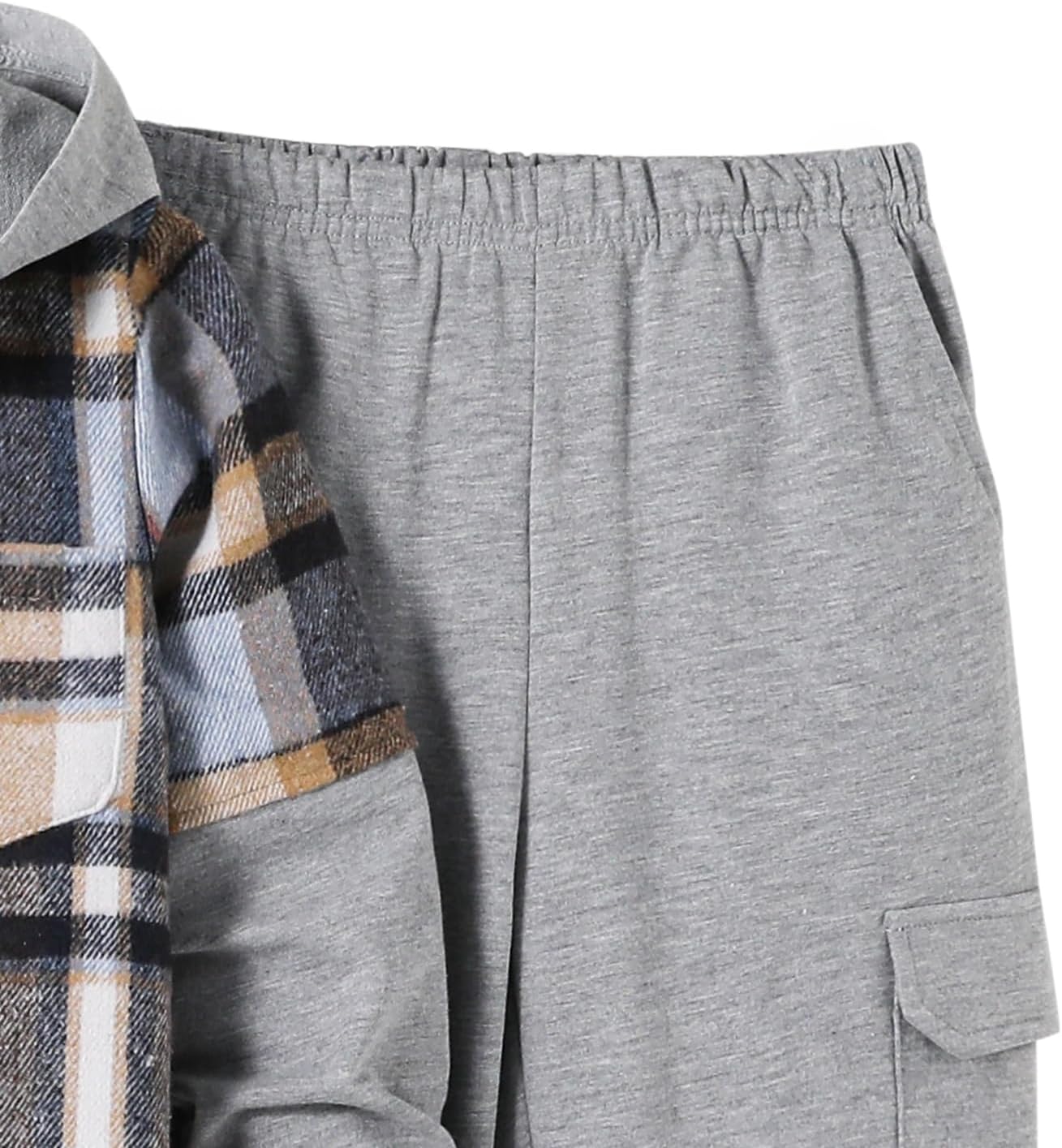 2Pcs Boys Clothes Sweatsuit Set Hoodie Flannel Plaid Shirt and Jogger Pants for Kids Fall Winter Spring Outfits - Image 7