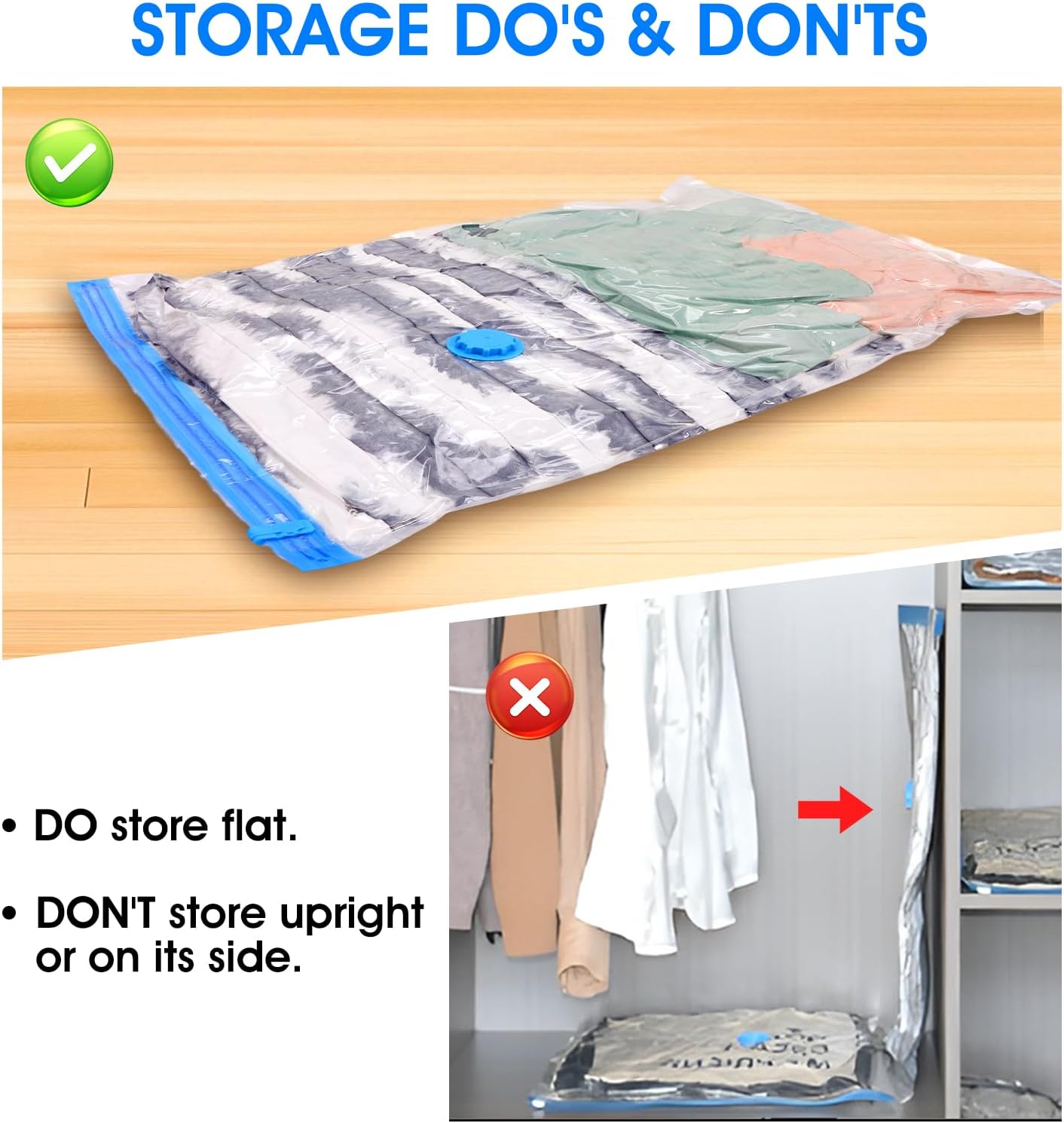 AROIC 50 Pack Vacuum Storage Bags Set - Space Saver Vacuum Bags for Clothing, Blankets, Seasonal Storage with Electric Pump, Vacuum Sealer Bags for Luggage, Travel Essentials, Bedding - Image 7