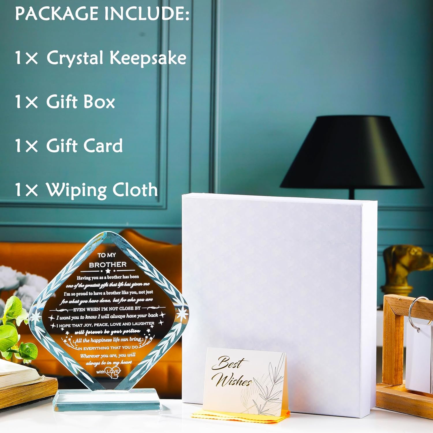 Gifts for Brother Meaningful Brother Birthday Gifts from Sister Brother Laser Engraved Crystal Keepsake for Best Fathers Day Christmas Graduation Gift for Brother Adult - Image 5