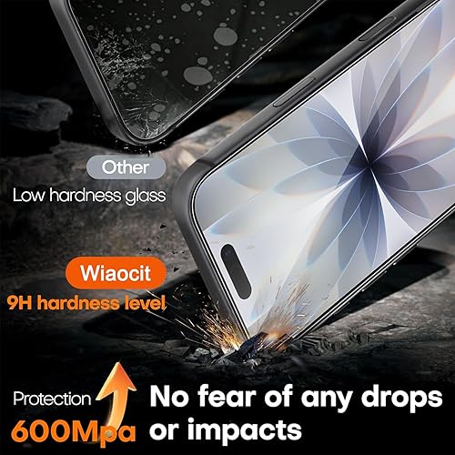 Miniatura 3 de Wiaocit Paquete de 3 protectores de pantalla de vidrio templado para iPhone 17, dureza 9H, sin burbujas, compatible con fundas