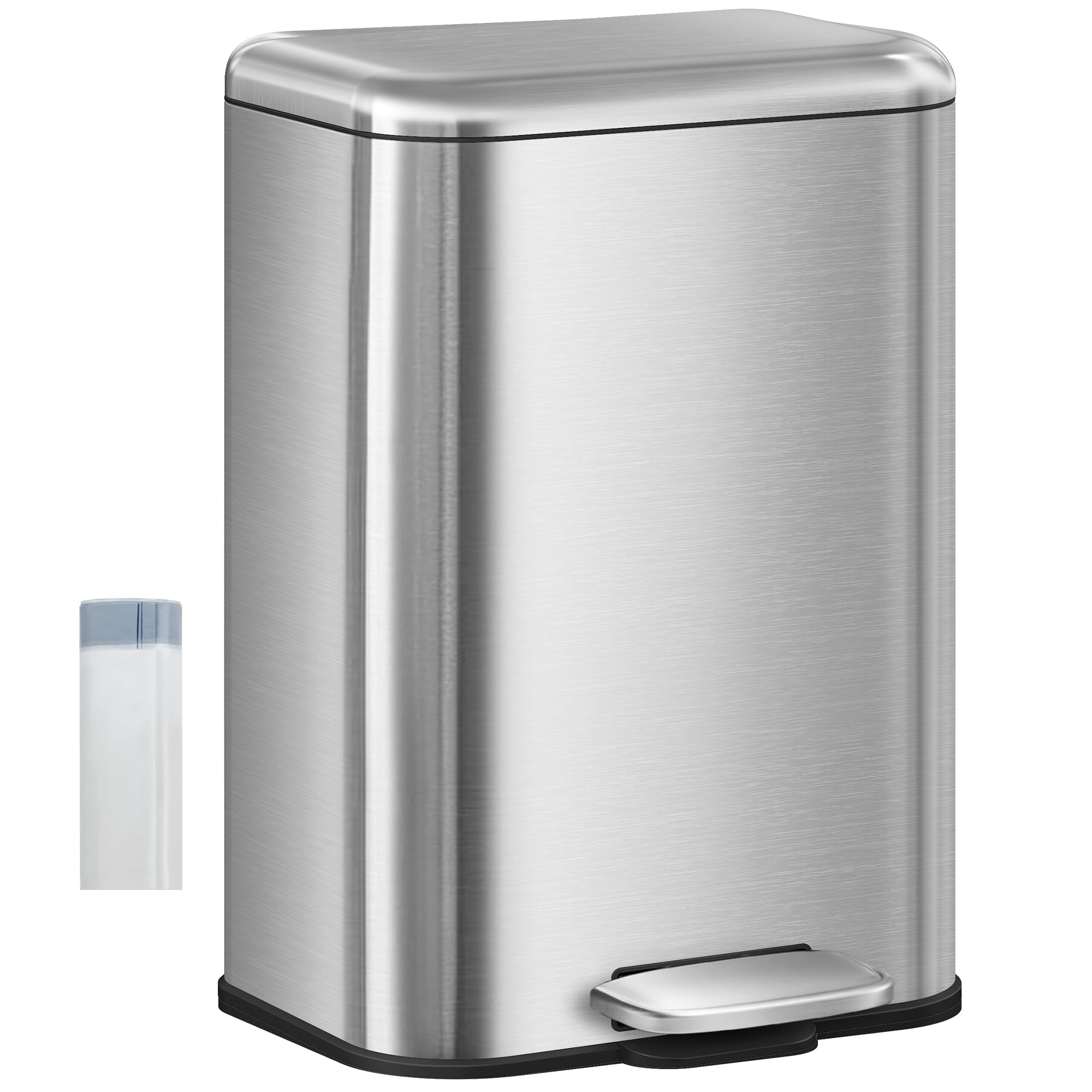 Hzuaneri Cubo Basura 20L, Basura Cocina con Pedal, Acero Inoxidable, Barril Interior Separado, 15 Bolsas, Plata SW12099B
