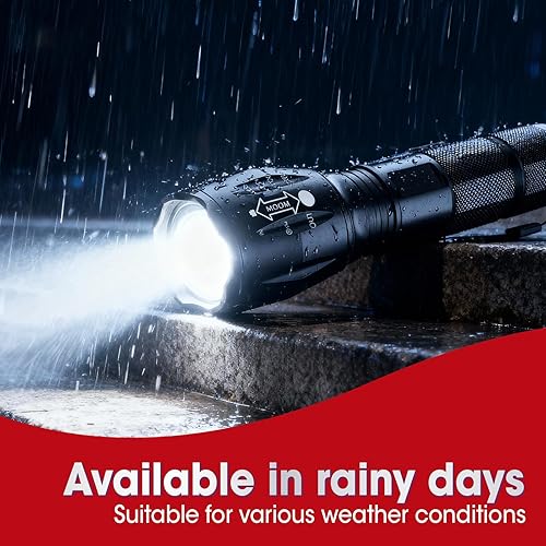 Miniatura 5 de Paquete de 7 linternas de alto lúmenes, linterna táctica con 5 modos, linternas LED impermeables con zoom para el hogar, linterna pequeña para