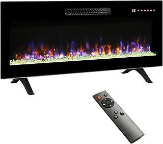 42" Electric Fireplace, 16 Adjustable Flames, Freestanding/Wall Mounted/Recessed, 1400W Fireplace Insert, Wall Fireplace Electric with Remote Control, Timer, Ultra-Thin Design