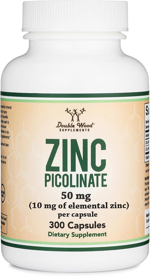 Zinc Picolinate 50mg, 300 Capsules (Immune Support) Non-GMO, Gluten Free (300 Day Supply) by Double Wood Supplements
