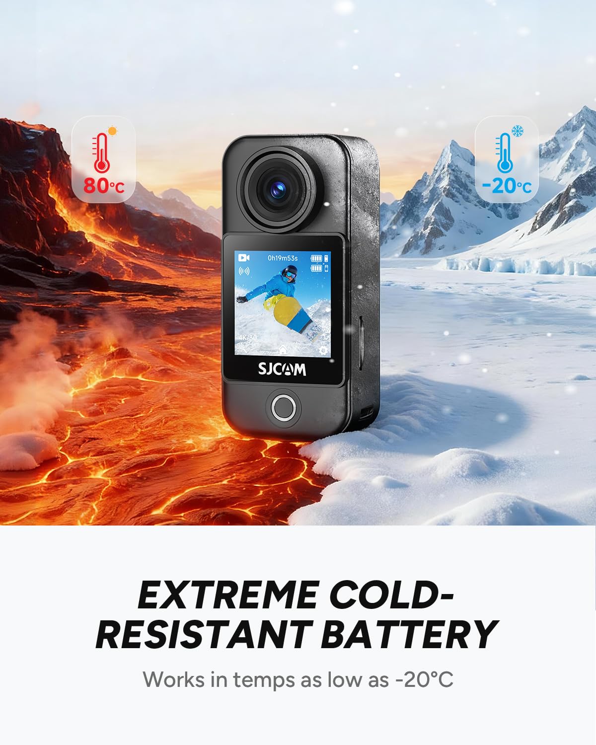 SJCAM C400 128GB Vlogging Pocket Camera, 4K Body Cam, 7H di potenza, 6-Axis Stabilizer Action Camera, 2.29'' Touch Screen, 30M Impermeabile, per YouTube Live Streaming, Nero