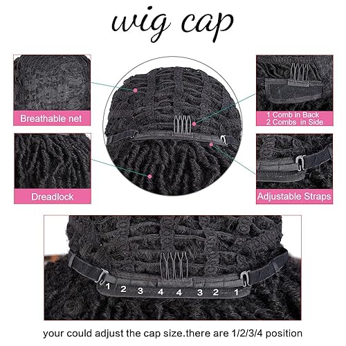 Miniatura 7 de Pelucas de rastas cortas de 6 pulgadas para mujeres y hombres negros con clips, pelucas sintéticas trenzadas de imitación afro trenzadas, rastas