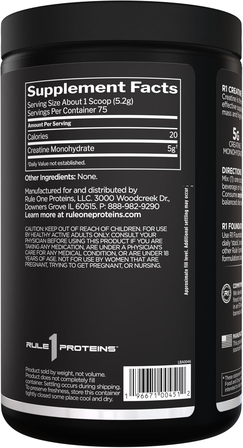 Rule 1 Creatine Powder – Pure Micronized Creatine Monohydrate for High-Intensity Exercise and Lean Body Mass Support, Flavored and Unflavored (75 Servings, Unflavored) - Image 2