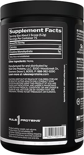Miniatura 2 de Rule 1 Creatina en polvo  Monohidrato de creatina micronizada pura para ejercicio de alta intensidad y apoyo de masa corporal magra, saborizado y