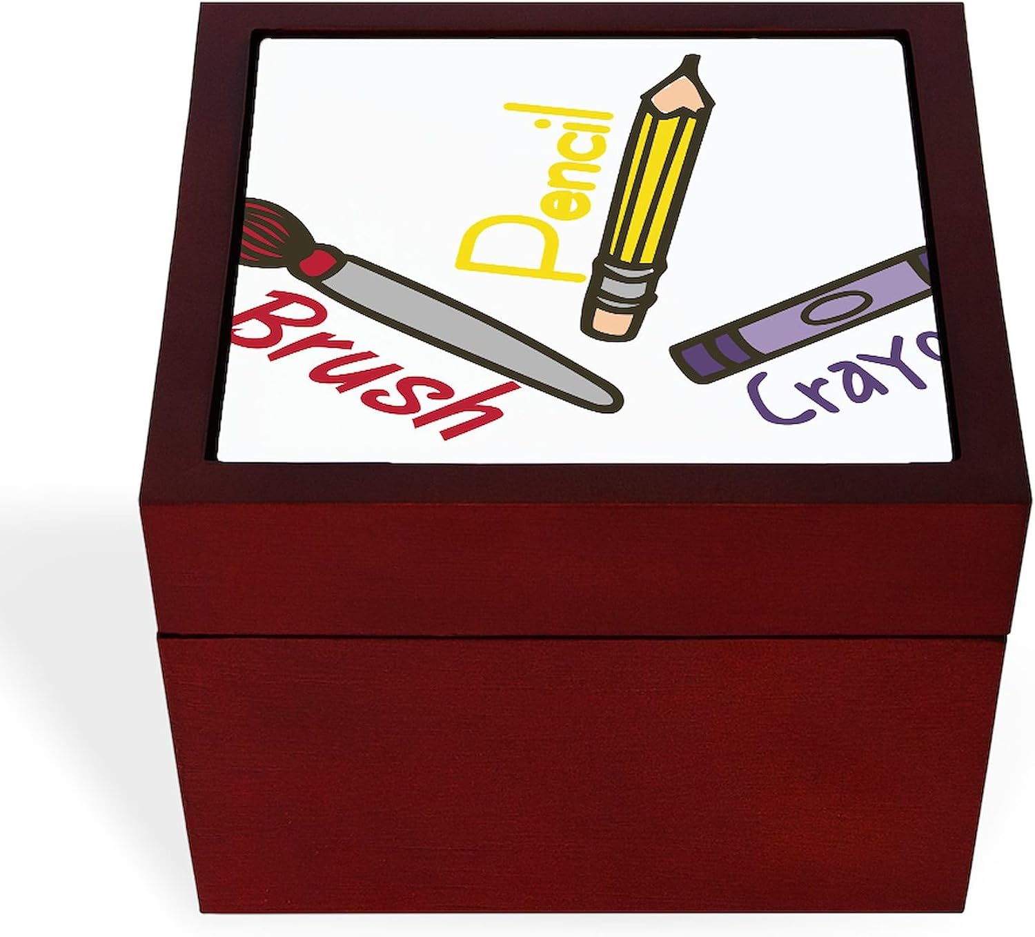 CafePress Brush Pencil Crayon Memory Keepsake Jewelry Box, 5"x5"x3.75"