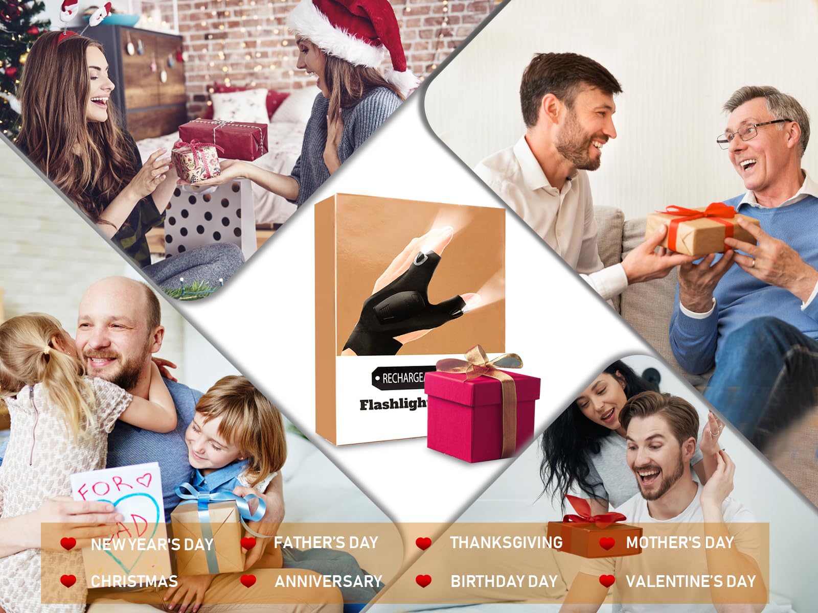 Guantes de Pesca, Guantes LED Recargables, Regalo para Hombres, Regalo Creativo para Papá, Guantes con Linterna LED para Reparar, Trabajar y Acampar, Regalos Originales de Cumpleaños, Navidad