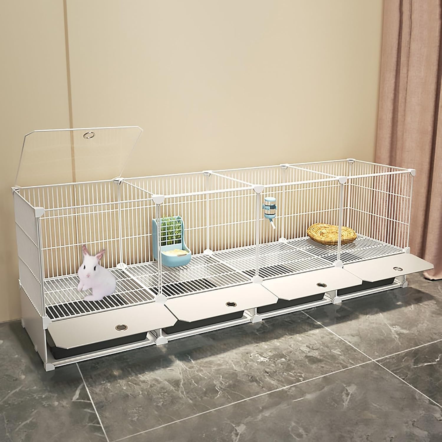 Indoor Large Rabbit Hutch, Detachable Extra Large Bunny Cage, Guinea Pig Hutch, Rabbit Enclosure, for Ferret, Chinchilla, Hedgehog (Color : Style2, Size : 144 x 37 x 55cm)