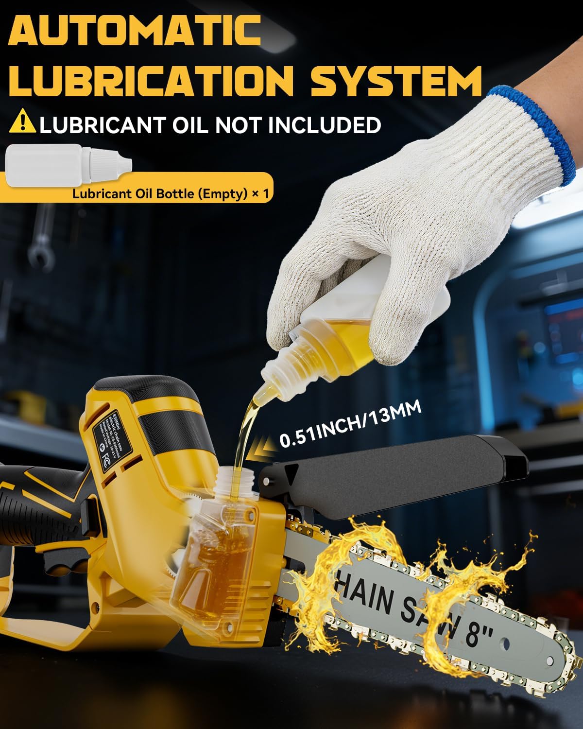 Mini Chainsaw Compatible with Dewalt 20V, 8 Inch & 6 Inch Cordless Chain Saw Brushless, Electric Hand Tree Saw 2-IN-1 for Garden Tools, Branch Wood Cutting, Tree Trimming, Man Women (Tool Only)