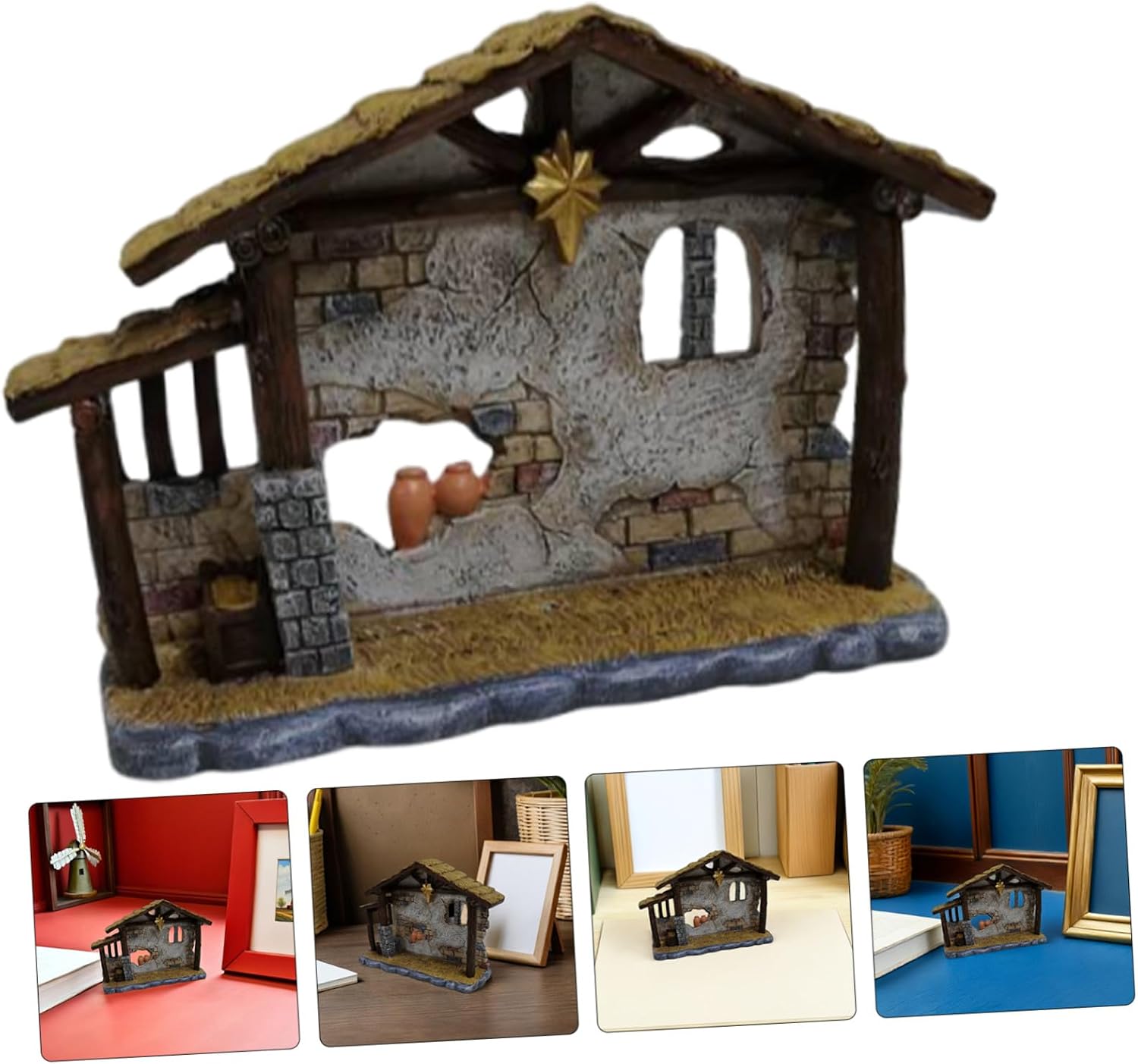 LIFKOME Resin Nativity Scene Figurine Christmas Ornament 11cm for Desktop