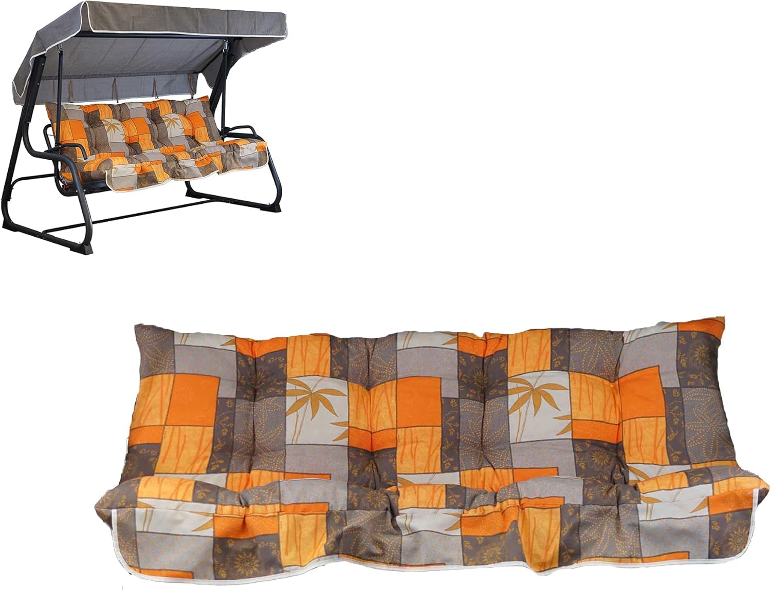 Set Cuscini Per Dondolo 4 Posti - Con Tettuccio, Made In Italy, Per Esterni