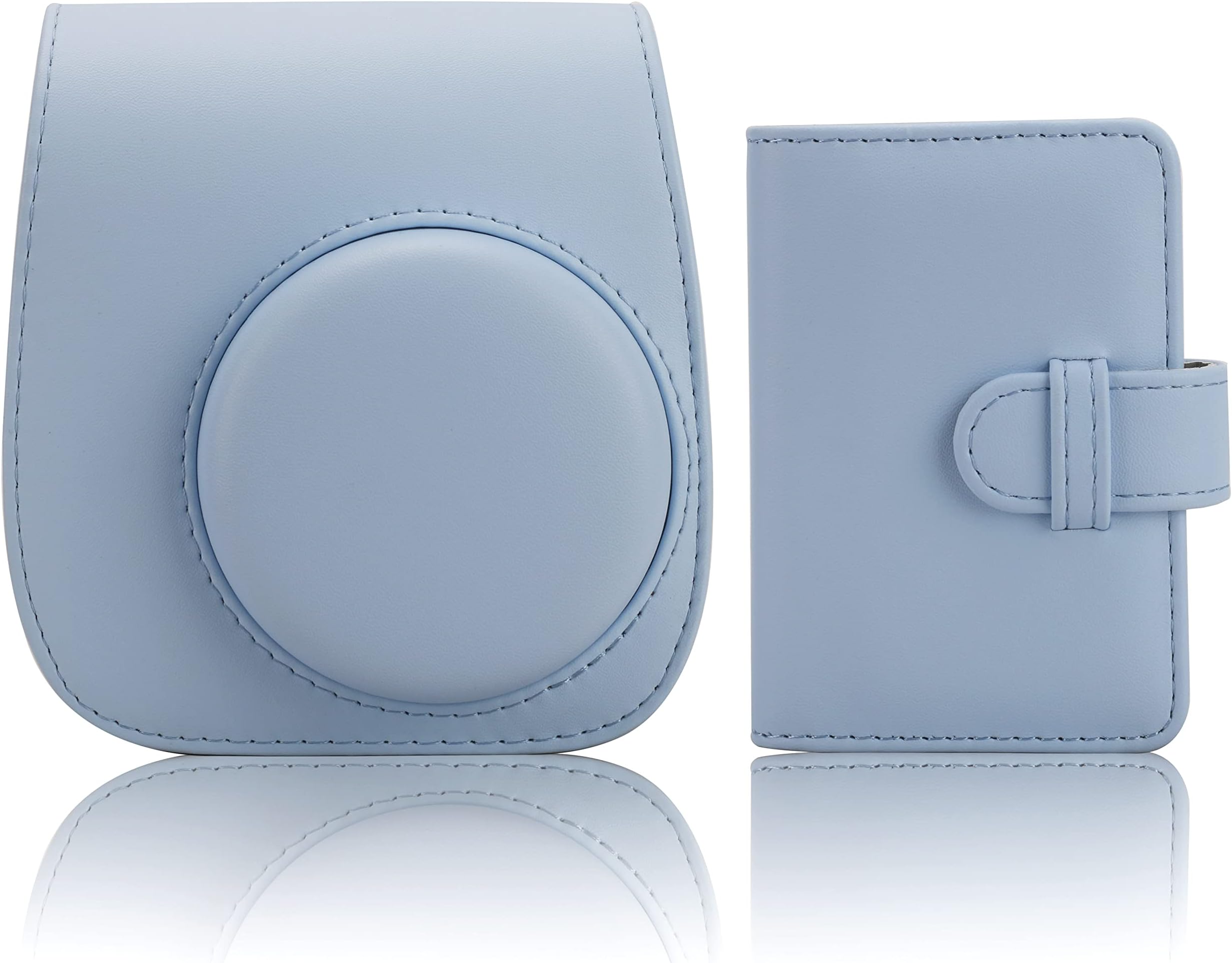 – Camera Case Compatible with Fujifilm Instax Mini 12 11 9 8 Instant Camera, PU Leather Protective Bag with Adjustable Shoulder Strap and Photo Album (Pastel Blue)
