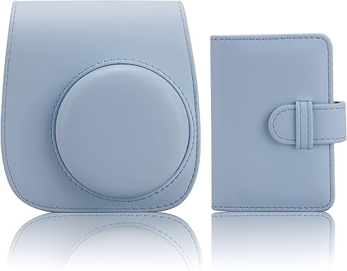 Frankmate Funda para cámara instantánea compatible con Fujifilm Instax Mini 12 11 9 8 bolsa de piel sintética con bolsillo y correa ajustable para