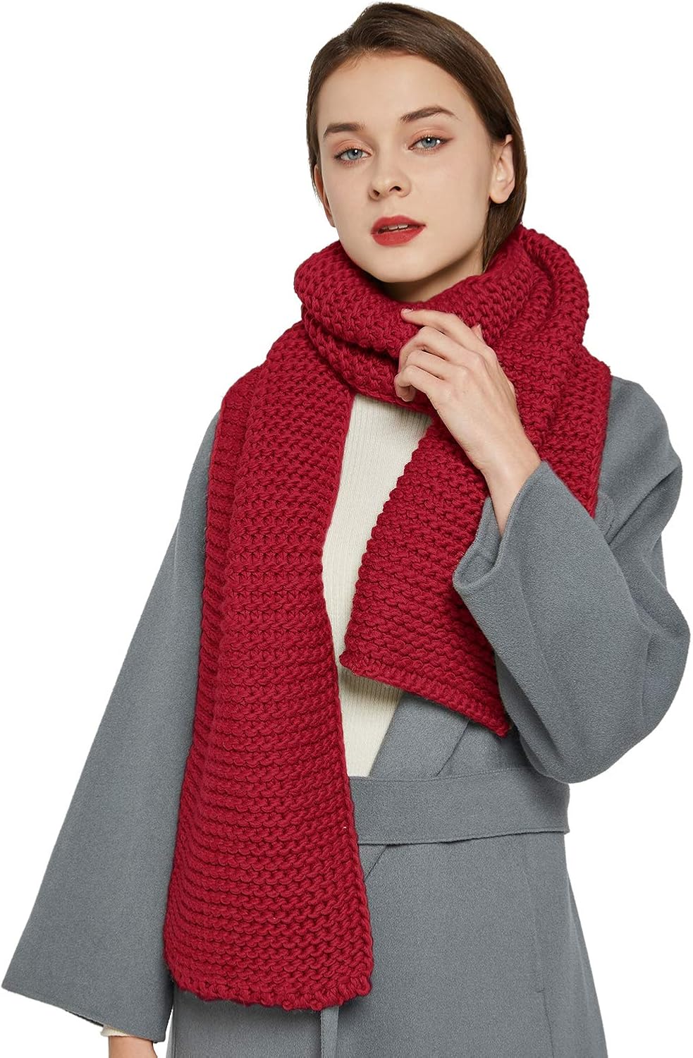 Surblue Winter Knit Scarf Warm Thick pattern Long for men and women for outdoors