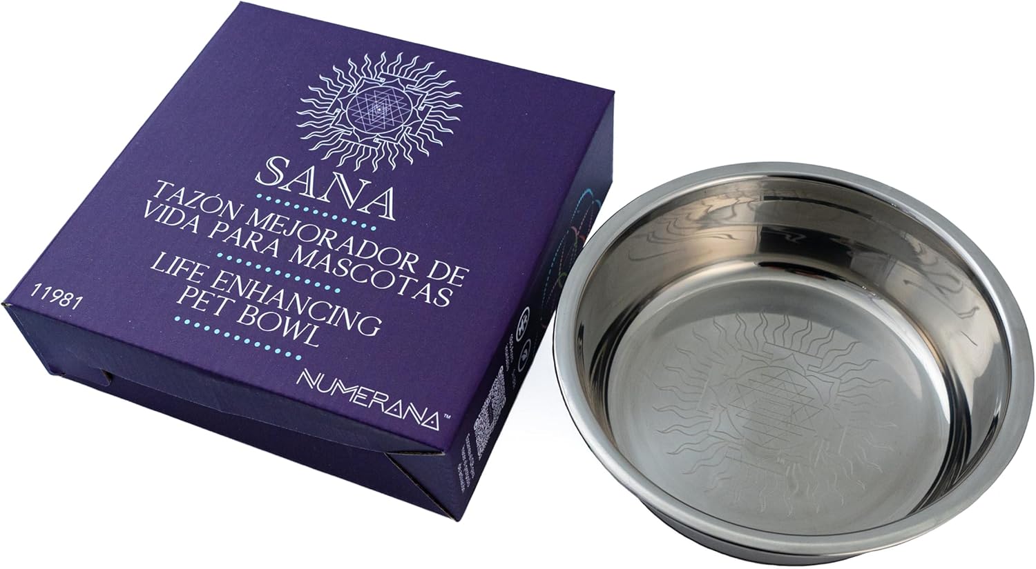 Numerana Life Enhancing Pet Bowl with Grabovoi Numbers and sacred geometry, Energy Healing Bowl for Pets, Stainless Steel Bowl for Dogs and Cats, Structured Water or Food Bowl for Pet Wellness by SANA
