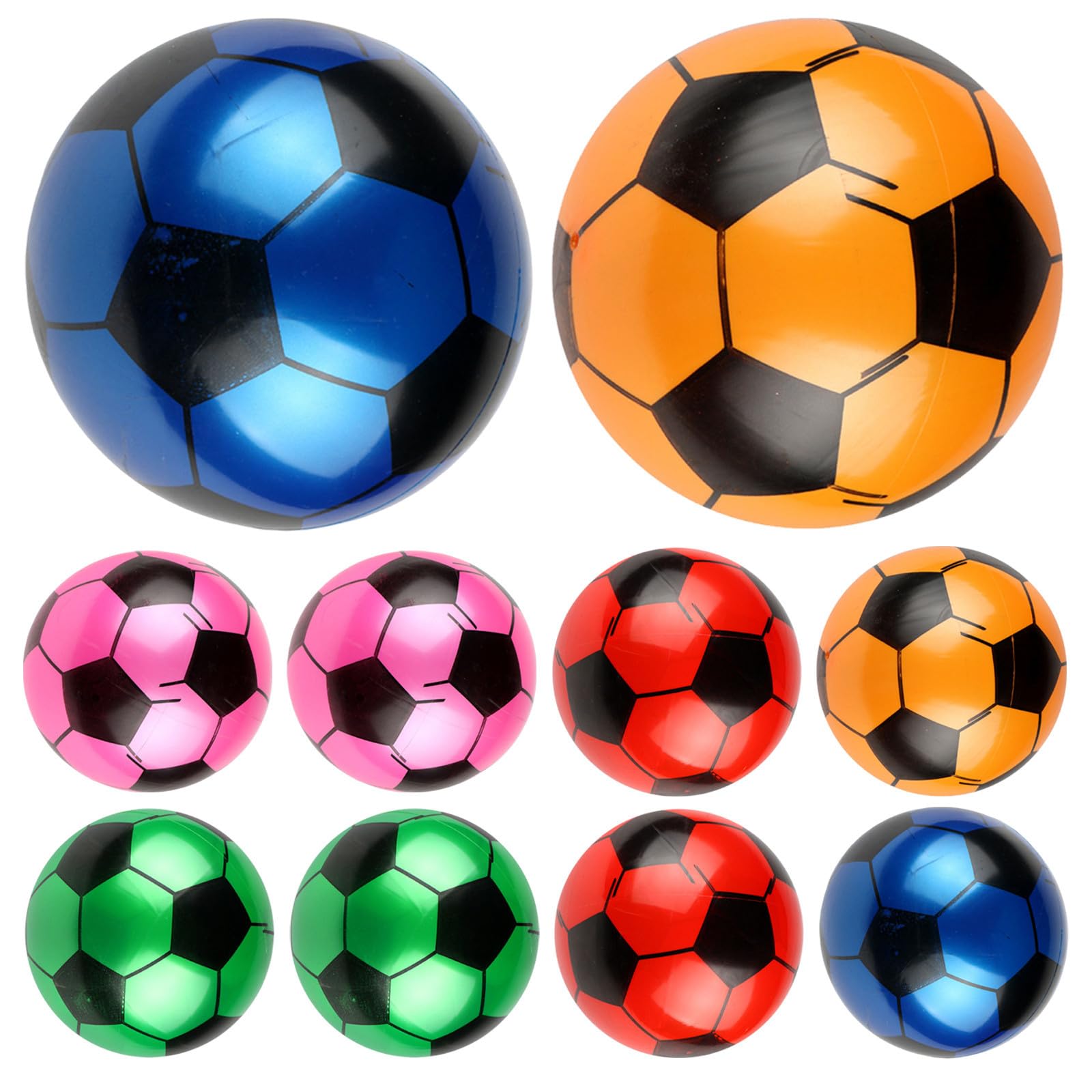 HONITANO 10pcs 9-inch Inflatable Pvc Soft Footballs, Lightweight Portable Small Sports Balls with Eyecatching Design, for Summer and Family Gathering Play Random Color