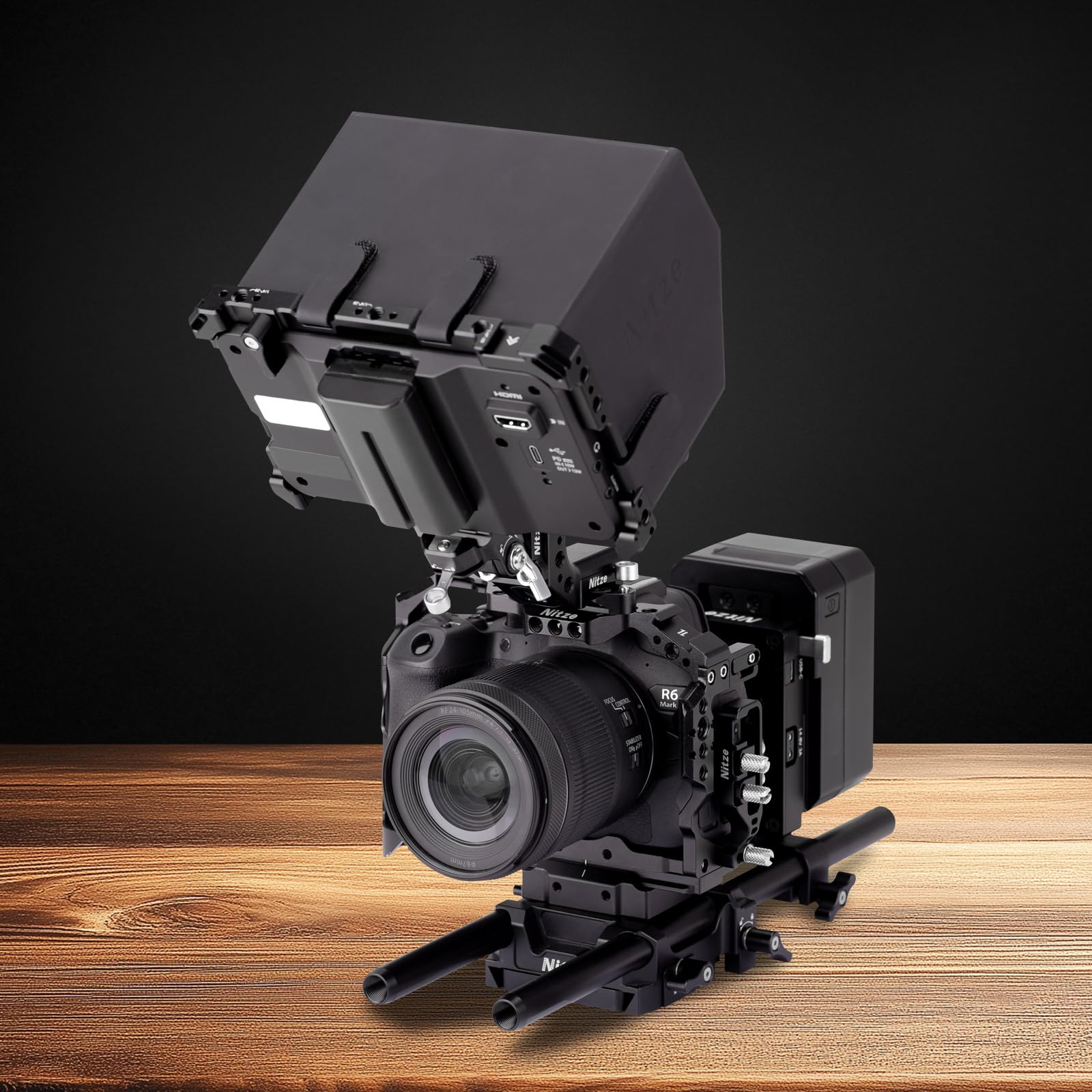 Nitze Shinobi 2 Cage, Gabbia per Atomos Shinobi II/Shinobi Go, Gabbia per Monitor con Parasole e Guida NATO - JT-A07B