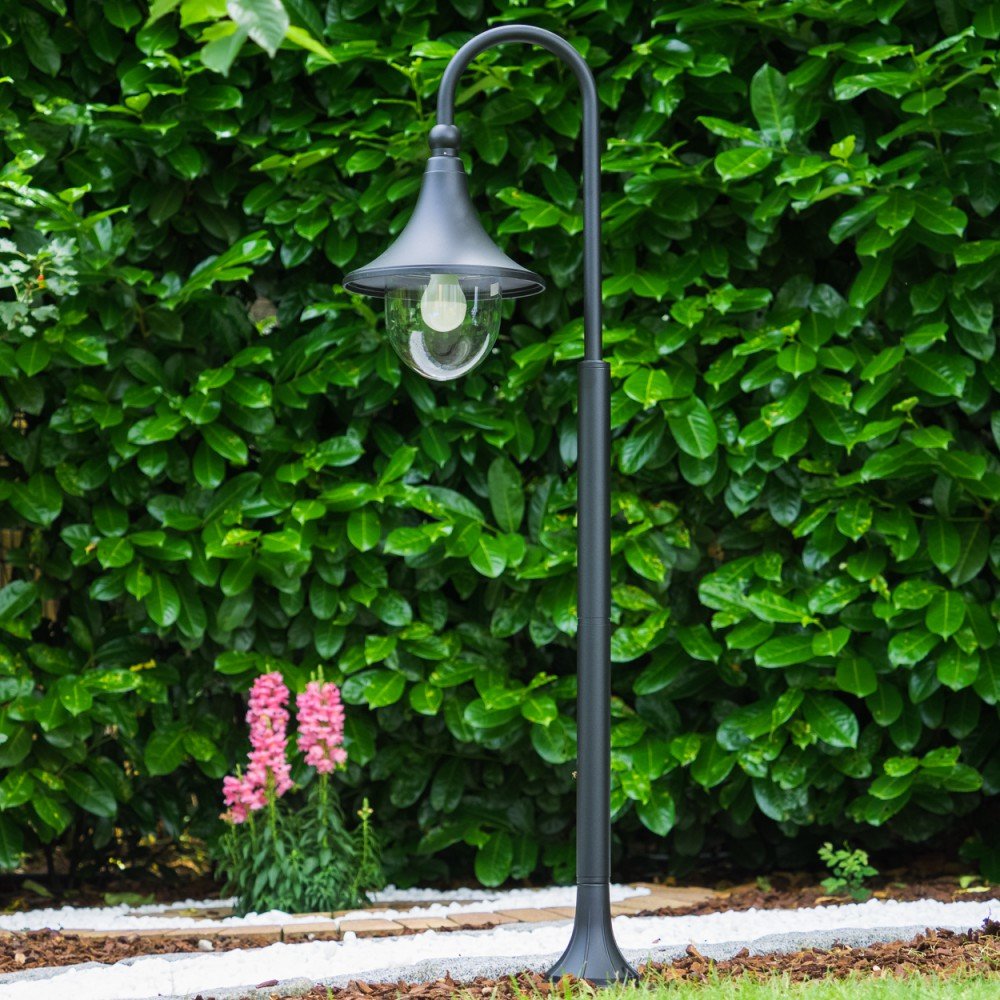 Lampada da esterno Elgin, lampada da terra in stile antico, metallo in nero opaco, lampada da sentiero 120 cm, lampada da giardino retrò/vintage, attacco E27, IP44, senza lampadina/e