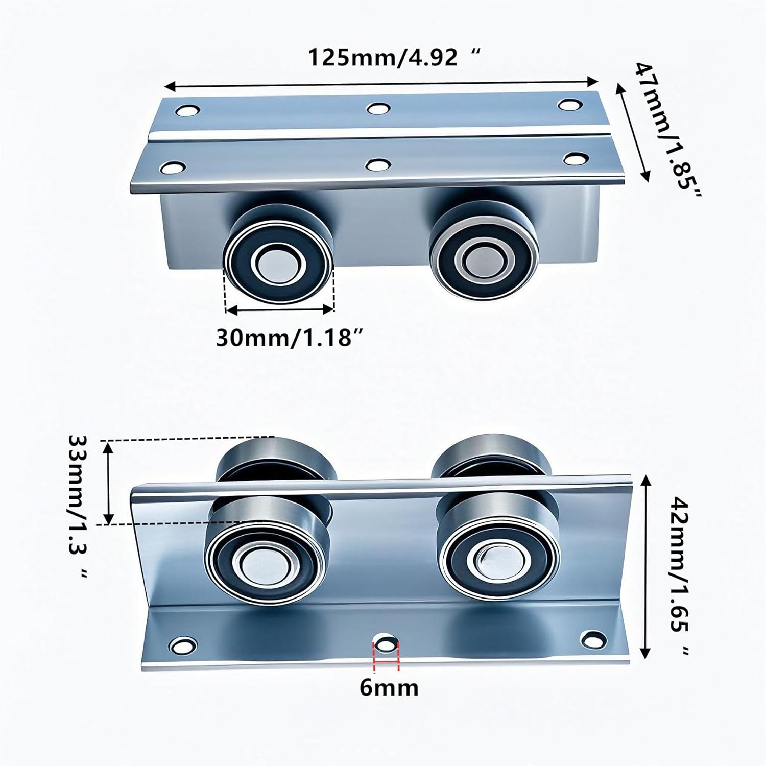 4 Wheel Heavy Duty Trolley Assembly Roller for Barn Doors or Shed Sliding Doors, Compatible with 1-5/8" Wide or All 1-5/8" or Taller Strut Channel (4 Packs)