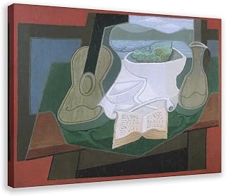 Juan Gris,Guitar And Fruitbowl By Juan Gris,Abstract Wall Art,Vintage Art,canvas Wall Art,famous Poster Canvas Artwork Prints Rustic Farmhouse Decorations for Living Room Bathroom Bedroom 12x18inch(30