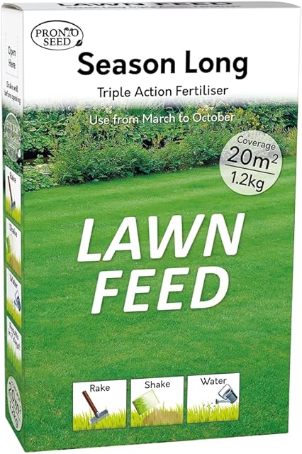 Pronto Seed Lawn Feed 1.2 kg Season Long Triple Action Fertiliser For Grass Covers 20 square meters