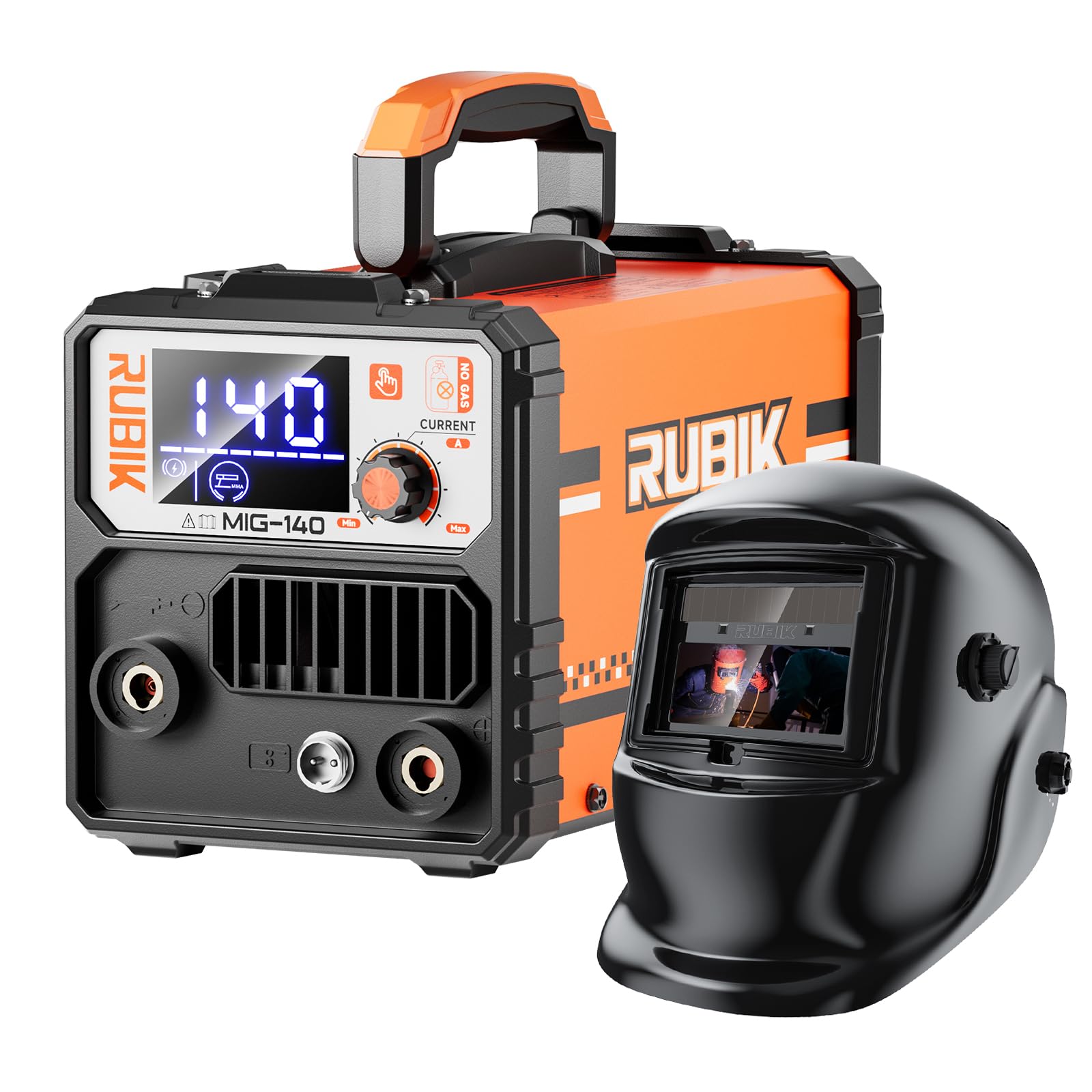 RUBIK 135Amp MIG Welder - 110V 3-in-1 Flux Core/Stick/Lift TIG Welding Machine With Helmet