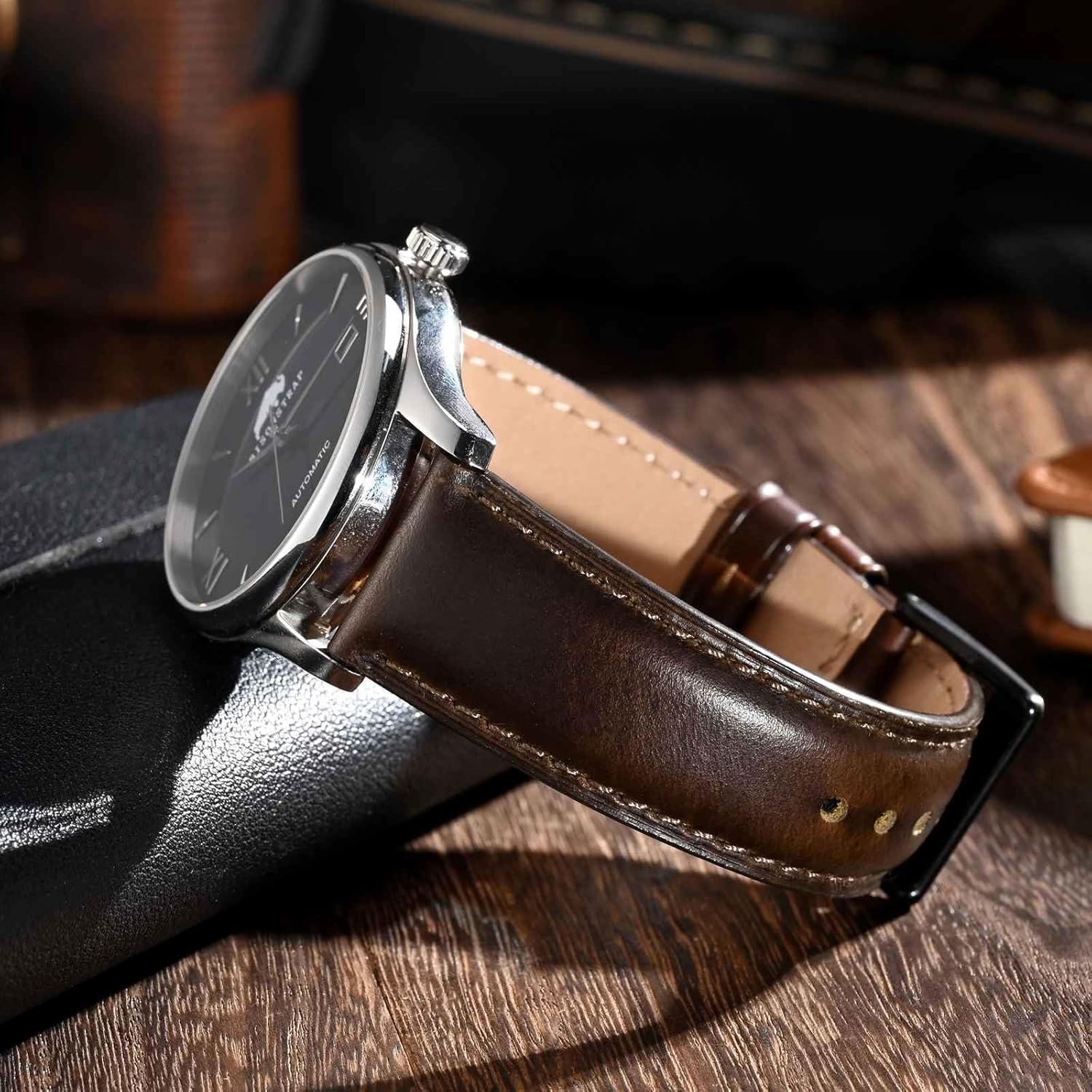 BISONSTRAP Leather Watch Strap for Men and Women, Oil Pull-Up Leather, Quick Release Replacement Bands, Band Width 18mm 20mm 22mm - Image 2