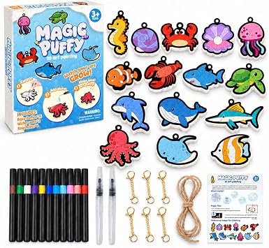 BYTEWAR Aqua Magic Puffy Paint Kit for Kids, 3D Art Crafts, Ocean Theme
