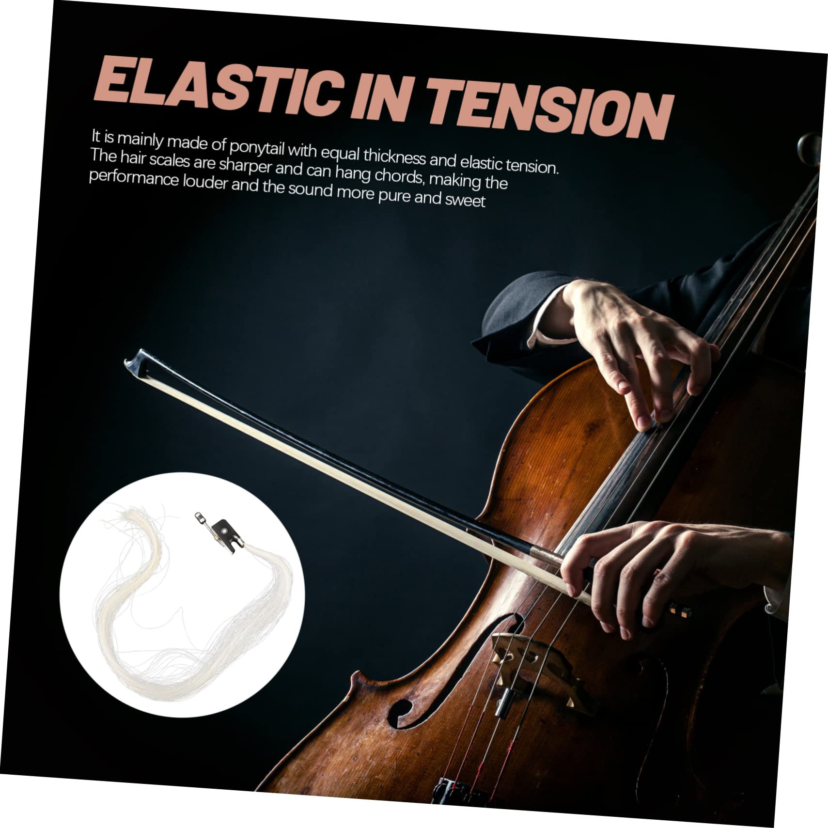 Mikinona Coda Pelo Cavallo per Violino Accessorio Professionale per Facile da Utilizzare e Pronto All Uso Ottima Duttilezza per Musicisti e Insegnanti Violino