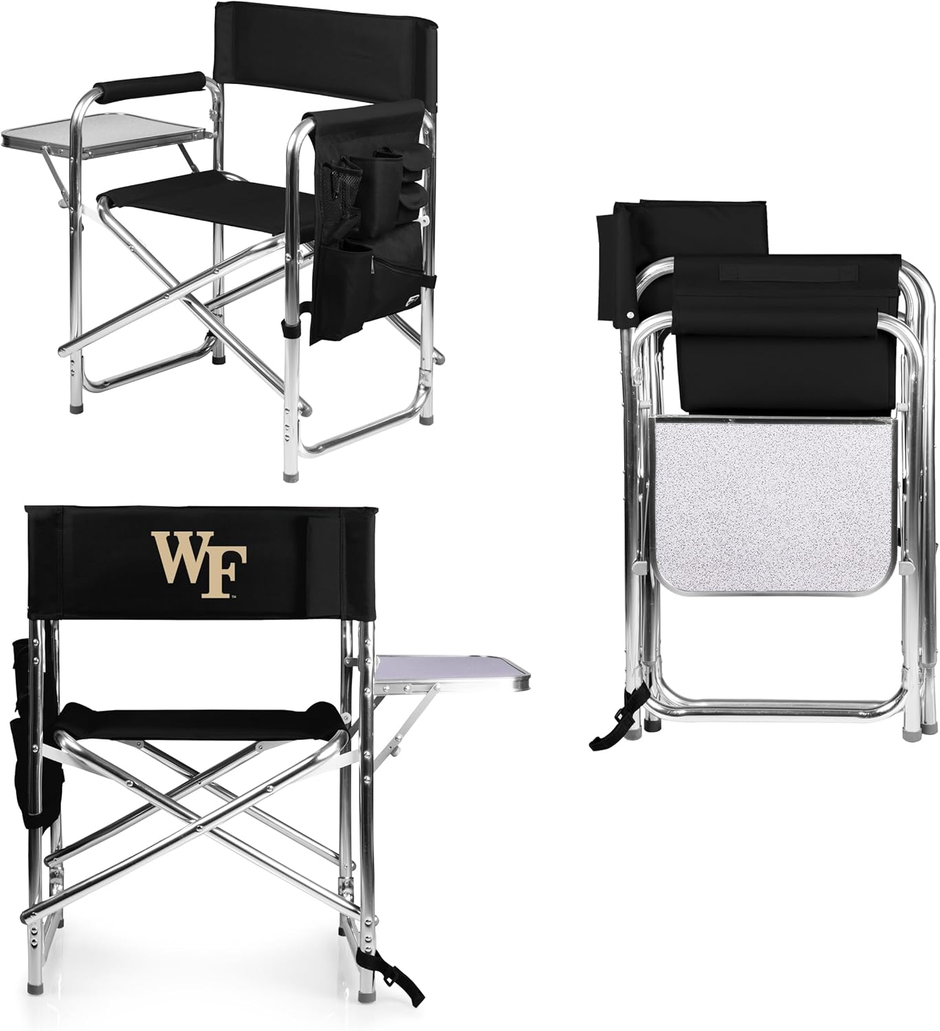 PICNIC TIME NCAA Wake Forest Demon Deacons Sports Chair with Side Table - Beach Chair - Camp Chair for Adults