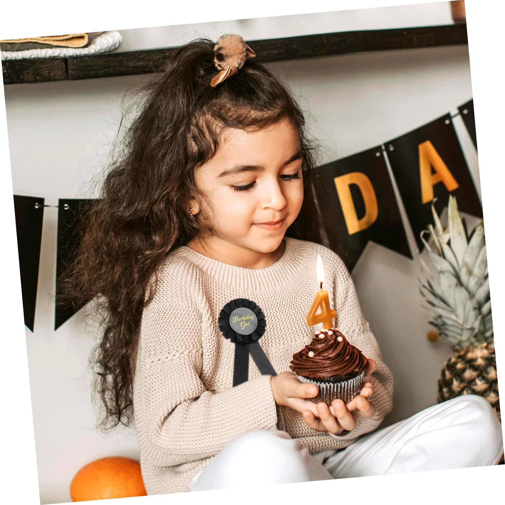 WOFASHPURET Happy Birthday Button Pin Girls Birthday Party Decorations Tinplate Ribbon Brooch Pin