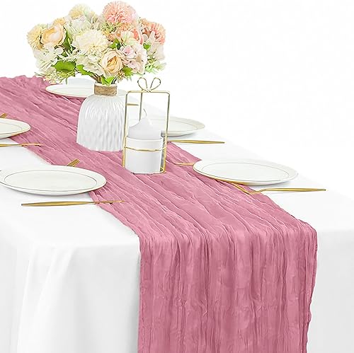 Miniatura 35 de 12 piezas de 10 pies de camino de mesa verde salvia de estopilla, 35 x 120 pulgadas de largo, camino de mesa de gasa para mesas, decoración bohemia,