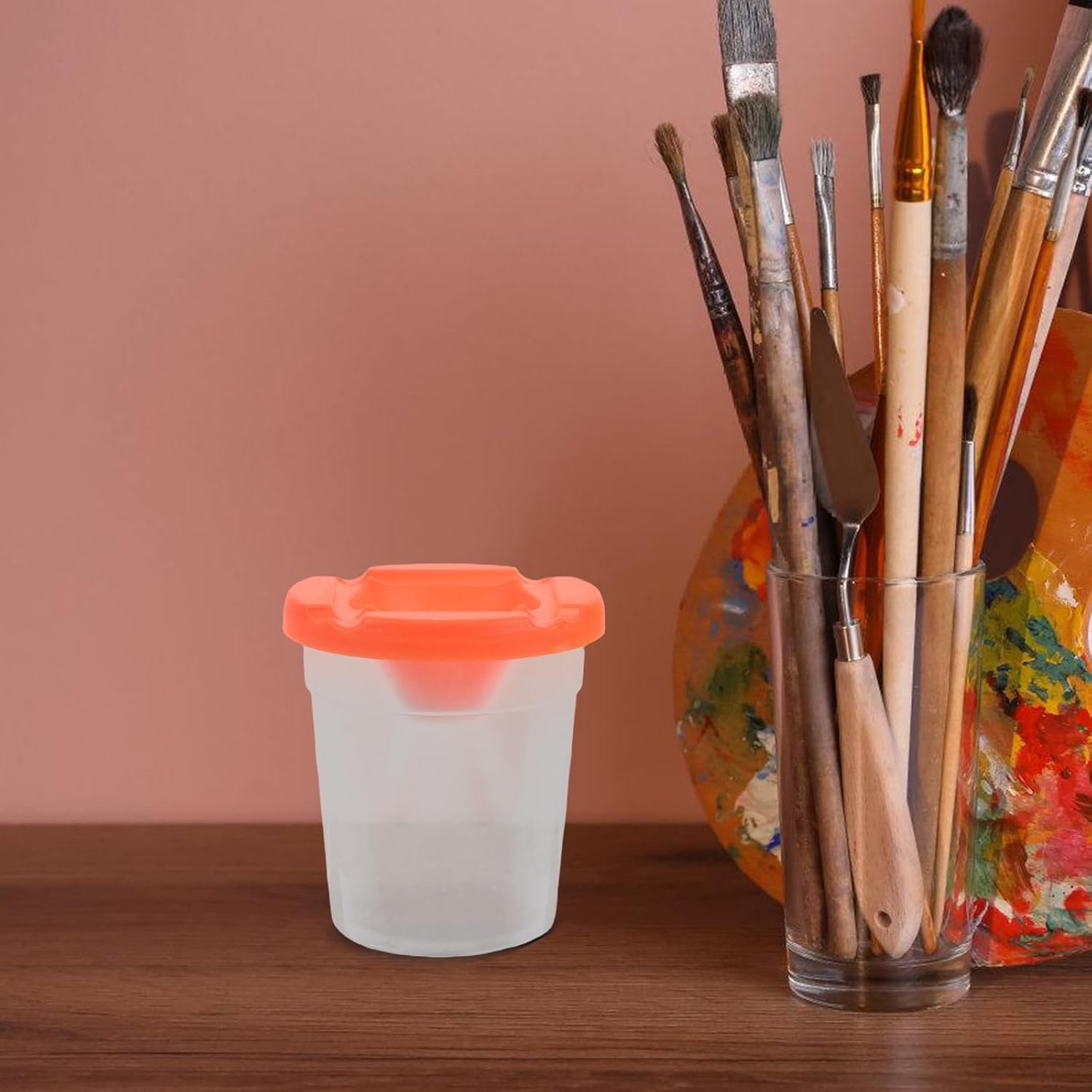 Zerodeko 15pcs ’s Paint Water Cups with Lids, Plastic Spill-Proof Art Palette Containers for Classroom and DIY Painting Supplies, White Yellow Orange, ’ Painting Projects