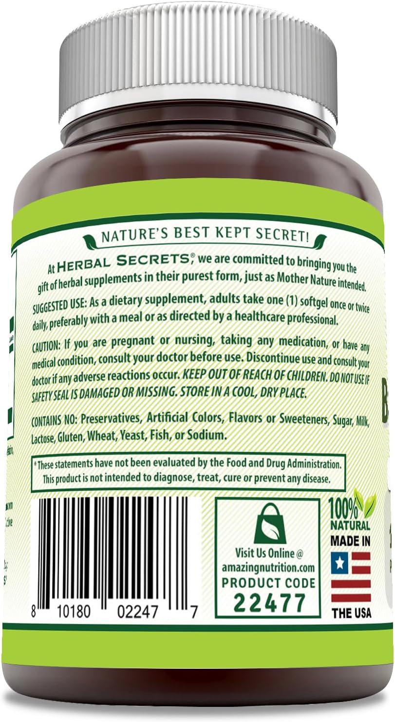 Herbal Secrets Bilberry Extract Supplement |1000 Mg Per Serving | 120 Softgels | Non-GMO | Gluten-Free | Made in USA - Image 3