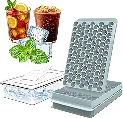 Kit 2 Formas De Gelo Com Tampa, Gelo Bola E Gelo Esférica 104 Cubos, Flexível E Livre De BPA, Para Papinha, Gelatina, Café, Suco, Whisky E Bebidas