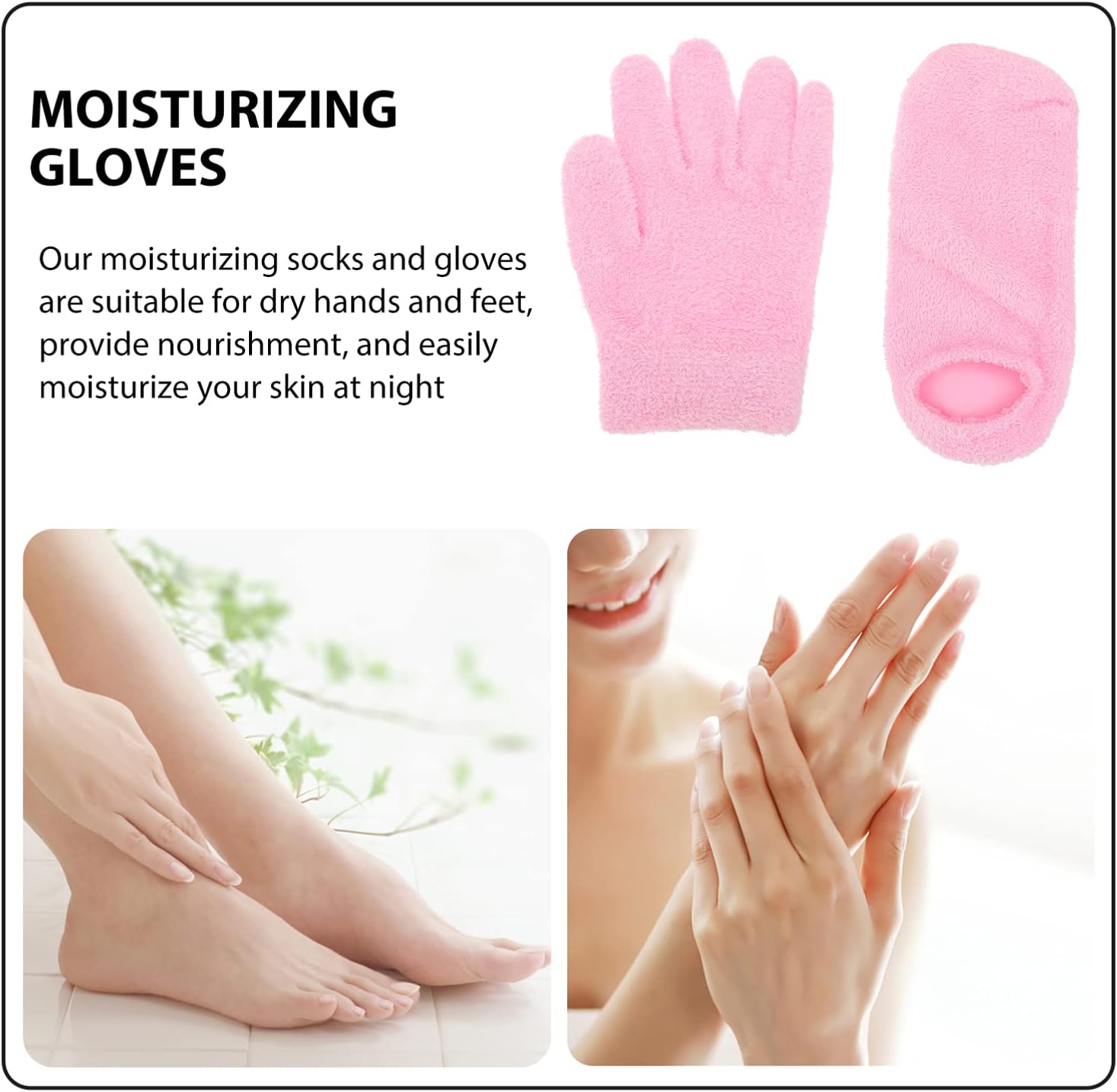 2pairs Dry Cracked Hands Foot Treatment Spa Moisturizing Gloves Socks Women's Moisturizing Gloves Men's Gel