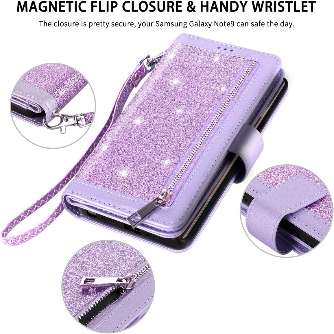 Petocase Compatible Galaxy Note 20 Ultra Wallet Case,Luxury Bling Classy Leather Folio Flip Wristlet Shockproof Protective Card Slots Holder Carrying Cover for Samsung Galaxy Note 20 Ultra 6.9-Purple